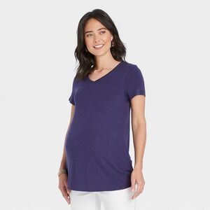 Short Sleeve V-Neck Side Zip Nursing Maternity T-Shirt Isabel Maternity M A13